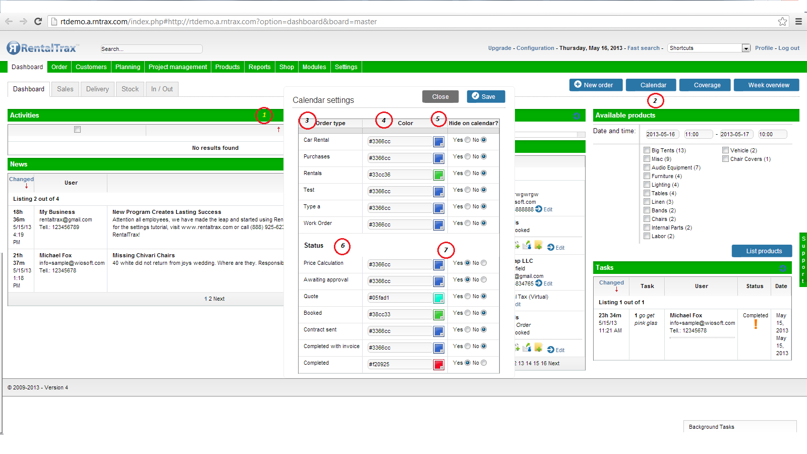 CALENDAR SETTINGS PIC Rentaltrax